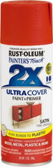 Rust-Oleum - Fire Orange, Satin, Enamel Spray Paint - 8 Sq Ft per Can, 12 oz Container, Use on Multipurpose - Exact Tooling