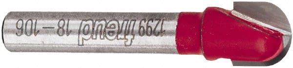 Freud - 3/8" Cut Diam, 3/8" Length of Cut, 0 Flute Round Nose Edge Profile Router Bit - Carbide-Tipped, 1/4" Shank Diam, 1-13/16" OAL, Proprietary Coating - Exact Tooling