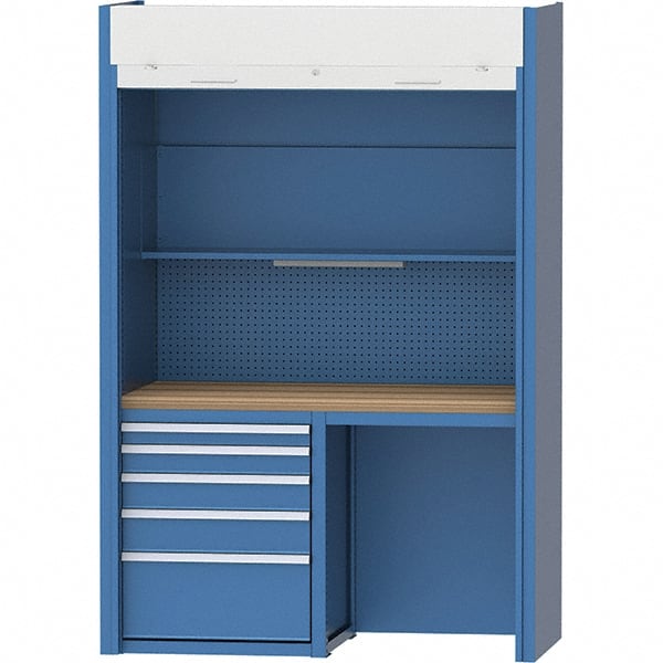 LISTA - 60-1/4 Wide x 29-3/4" Deep x 91-1/2" High, Butcher Block Workstation - Fixed Legs, Classic Blue - Exact Tooling