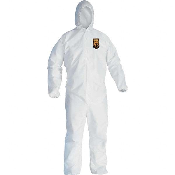 KleenGuard - Size S Film Laminate General Purpose Coveralls - White, Zipper Closure, Elastic Cuffs, Elastic Ankles, Serged Seams - Exact Tooling