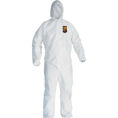 KleenGuard - Size 4XL Film Laminate General Purpose Coveralls - White, Zipper Closure, Elastic Cuffs, Elastic Ankles, Serged Seams - Exact Tooling