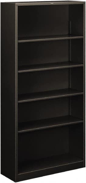 Hon - 5 Shelf, 71" High x 34-1/2" Wide Bookcase - 12-5/8" Deep, Steel, Charcoal - Exact Tooling