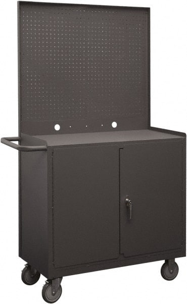 Durham - 1,200 Lb Capacity, 18" Wide x 36" Long x 68-1/4" High Mobile Cart - 2 Door, 1 Shelf, Steel, 2 Rigid/2 Swivel Casters - Exact Tooling