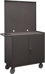 Durham - 1,200 Lb Capacity, 18" Wide x 36" Long x 68-1/4" High Mobile Cart - 2 Door, 1 Shelf, Steel, 2 Rigid/2 Swivel Casters - Exact Tooling