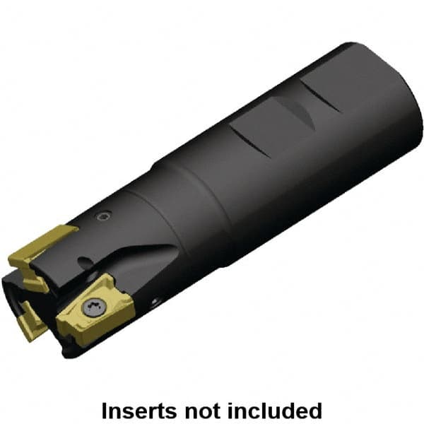 Kennametal - 1-1/2" Cut Diam, 15.5mm Max Depth of Cut, 1-1/4" Shank Diam, 4.53" OAL, Indexable Square Shoulder End Mill - LNGU15T608SRGE Inserts, Weldon Shank, 0° Lead Angle, Series MILL 4-15 - Exact Tooling