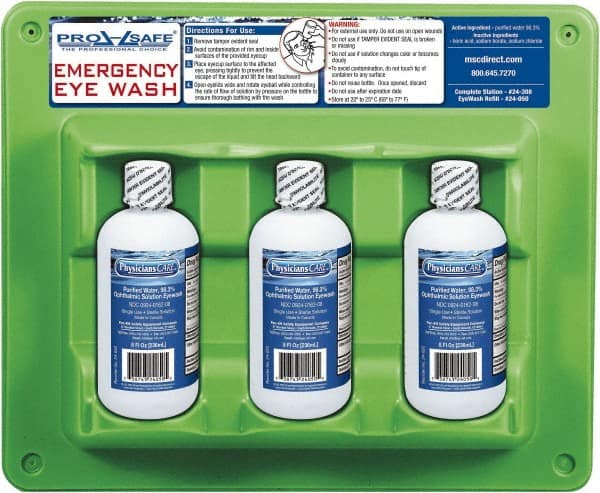 PRO-SAFE - 8 oz, Disposable Eyewash Triple Station - Approved by FDA - Exact Tooling