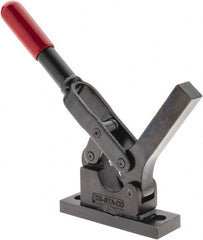 De-Sta-Co - 600 Lb Holding Capacity, Horizontal Handle, Manual Hold Down Toggle Clamp - 69° Handle Movement, 90° Bar Opening, Solid Bar, Flanged Base, Oxide Finish, Forged Alloy Steel - Exact Tooling