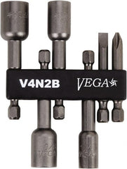 VEGA Industries - 6 Piece, Phillips, Slotted, Magnetic Nutsetters Handle, Screwdriver Bit Set - 1/4" Hex Drive - Exact Tooling