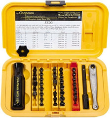 Chapman - 40 Piece, 1/4" Drive Screwdriver Bit Set - #1 to #4 Phillips, 0.05 to 5/16" Hex - Exact Tooling