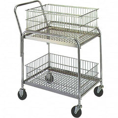 Wesco Industrial Products - 200 Lb Capacity, 20" Wide x 33" Long x 37-1/2" High Mail Cart - 2 Shelf, Steel, Hard Rubber Casters - Exact Tooling