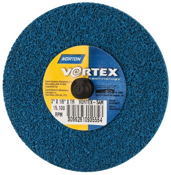 Norton - 3" Medium Grade Aluminum Oxide Deburring Disc - Quick Change Connection - Exact Tooling