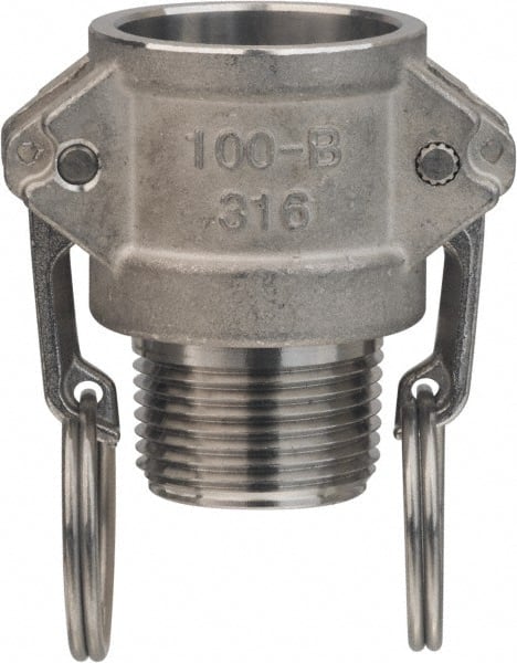 Value Collection - 3" Stainless Steel Cam & Groove Suction & Discharge Hose Female Coupler Male NPT Thread - Part B, 3" Thread, 500 Max psi - Exact Tooling