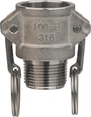 Value Collection - 3" Stainless Steel Cam & Groove Suction & Discharge Hose Female Coupler Male NPT Thread - Part B, 3" Thread, 500 Max psi - Exact Tooling