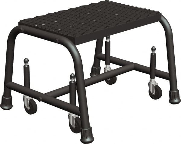 Ballymore - 12" 1 Step Ladder - Rolling Safety Ladder, 450 Lb Capacity, 12" Platform Height, 26" Base Width x 16" Base Depth, Perforated Tread - Exact Tooling