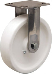 Hamilton - 8" Diam x 2" Wide x 9-1/2" OAH Top Plate Mount Rigid Caster - Polyolefin, 800 Lb Capacity, Delrin Bearing, 4 x 4-1/2" Plate - Exact Tooling