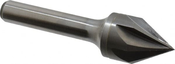 Keo - 3/4" Head Diam, 3/8" Shank Diam, 6 Flute 60° Solid Carbide Countersink - Bright Finish, 2-3/4" OAL, Single End - Exact Tooling