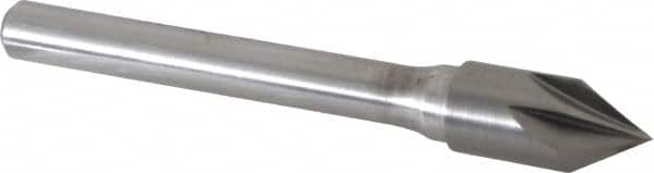 Keo - 3/8" Head Diam, 1/4" Shank Diam, 6 Flute 60° Solid Carbide Countersink - Exact Tooling