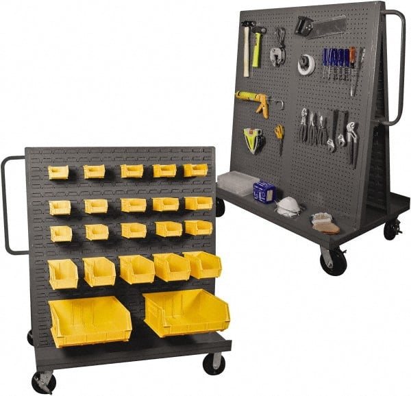 Durham - 2,000 Lb Capacity Steel A-Frame Truck - Steel Deck, 48" OAW, Phenolic Casters - Exact Tooling