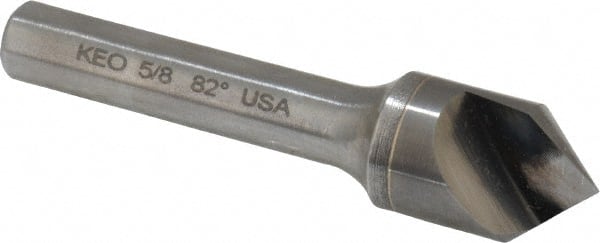 Keo - 5/8" Head Diam, 3/8" Shank Diam, 1 Flute 82° Solid Carbide Countersink - Bright Finish, 2-3/4" OAL, Single End - Exact Tooling