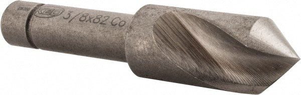 Keo - 3/8" Head Diam, 1/4" Shank Diam, 1 Flute 82° Cobalt Countersink - Bright Finish, 1-3/4" OAL, Single End - Exact Tooling