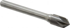 Keo - 3/8" Head Diam, 1/4" Shank Diam, 6 Flute 90° Solid Carbide Countersink - Bright Finish, 2-5/8" OAL, Single End - Exact Tooling