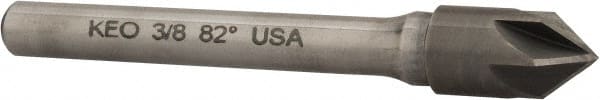 Keo - 3/8" Head Diam, 1/4" Shank Diam, 6 Flute 82° Solid Carbide Countersink - Bright Finish, 2-5/8" OAL, Single End - Exact Tooling
