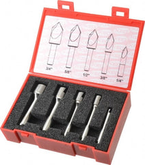 Keo - 5 Piece, 1/4 to 3/4" Head Diam, 90° Included Angle, Single End Countersink Set - Exact Tooling