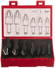 Keo - 7 Piece, 1/4 to 1" Head Diam, 110° Included Angle, Single End Countersink Set - Exact Tooling