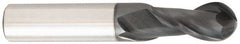 OSG - 1" Diam, 1-1/2" LOC, 2 Flute Solid Carbide Ball End Mill - TiAlN Finish, Single End, 4" OAL, 1" Shank Diam, Spiral Flute - Exact Tooling