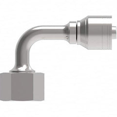 Eaton - Hydraulic Hose Fittings & Couplings Type: Female ORS Swivel Short Drop 90 Elbow Hose Diameter: 11/16 (Inch) - Exact Tooling