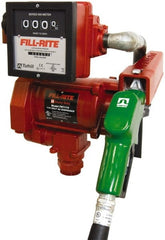 Tuthill - 23 GPM, 1" Hose Diam, AC High-Flow Tank Pump with Automatic Nozzle & 901 Meter - 1-1/4" Inlet, 1" Outlet, 115 Volts, 18' Hose Length, 1/3 hp - Exact Tooling