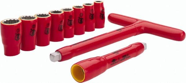 Wiha - 10 Piece 3/8" Drive Socket Set - 12 Points, 5/16" to 3/4" Range, Inch Measurement Standard - Exact Tooling