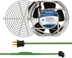 Made in USA - 115 Volts, AC, 240 CFM, Oval Tube Axial Fan Kit - 0.46 Amp Rating, Includes Fan, Fan Filter, 151mm High x 172mm Wide x 51mm Deep, Thermostatically Controlled Fan Cord - Exact Tooling