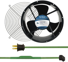 Made in USA - 115 Volts, AC, 600 CFM, Round Tube Axial Fan Kit - 0.22/0.24 Amp Rating, Includes Fan, Fan Guard, 254mm High x 254mm Wide x 89mm Deep, Thermostatically Controlled Fan Cord - Exact Tooling