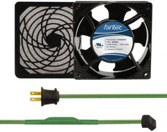 Made in USA - 115 Volts, AC, 103 CFM, Square Tube Axial Fan Kit - 0.26 Amp Rating, 120mm High x 120mm Wide x 38.5mm Deep, Includes Fan, Fan Filter, Thermostatically Controlled Fan Cord - Exact Tooling