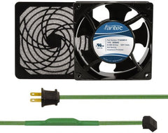 Made in USA - 115 Volts, AC, 80 CFM, Square Tube Axial Fan Kit - 0.18 Amp Rating, 120mm High x 120mm Wide x 38.5mm Deep, Includes Fan, Fan Filter, Thermostatically Controlled Fan Cord - Exact Tooling