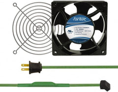 Made in USA - 115 Volts, AC, 80 CFM, Square Tube Axial Fan Kit - 0.18 Amp Rating, 120mm High x 120mm Wide x 38.5mm Deep, Includes Fan, Fan Guard, Thermostatically Controlled Fan Cord - Exact Tooling