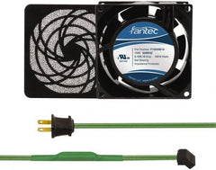 Made in USA - 115 Volts, AC, 31 CFM, Square Tube Axial Fan Kit - 0.18 Amp Rating, 3.15" High x 3" Wide x 38.5mm Deep, Includes Fan, Fan Filter, Thermostatically Controlled Fan Cord - Exact Tooling