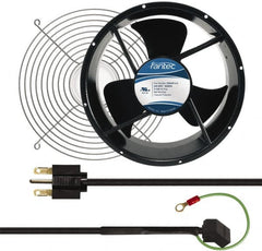 Made in USA - 230 Volts, AC, 600 CFM, Round Tube Axial Fan Kit - 0.16/0.14 Amp Rating, 254mm High x 254mm Wide x 89mm Deep, Includes Fan, Fan Filter, Fan Cord - Exact Tooling
