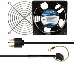Made in USA - 230 Volts, AC, 103 CFM, Square Tube Axial Fan Kit - 0.12 Amp Rating, 120mm High x 120mm Wide x 38.5mm Deep, Includes Fan, Fan Filter, Fan Cord - Exact Tooling