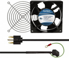 Made in USA - 230 Volts, AC, 80 CFM, Square Tube Axial Fan Kit - 0.07/0.06 Amp Rating, 120mm High x 120mm Wide x 38.5mm Deep, Includes Fan, Fan Filter, Fan Cord - Exact Tooling
