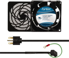 Made in USA - 230 Volts, AC, 32 CFM, Square Tube Axial Fan Kit - 0.06/0.05 Amp Rating, 3.15" High x 3" Wide x 38.5mm Deep, Includes Fan, Fan Guard, Fan Cord - Exact Tooling