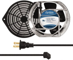 Made in USA - 115 Volts, AC, 240 CFM, Oval Tube Axial Fan Kit - 0.46 Amp Rating, 151mm High x 172mm Wide x 51mm Deep, Includes Fan, Fan Guard, Fan Cord - Exact Tooling