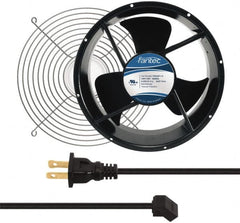 Made in USA - 115 Volts, AC, 600 CFM, Round Tube Axial Fan Kit - 0.22/0.24 Amp Rating, 254mm High x 254mm Wide x 89mm Deep, Includes Fan, Fan Guard, Fan Cord - Exact Tooling