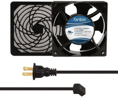 Made in USA - 115 Volts, AC, 103 CFM, Square Tube Axial Fan Kit - 0.26 Amp Rating, 120mm High x 120mm Wide x 38.5mm Deep, Includes Fan, Fan Filter, Fan Cord - Exact Tooling