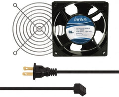 Value Collection - 115 Volts, AC, 103 CFM, Square Tube Axial Fan Kit - 0.26 Amp Rating, 120mm High x 120mm Wide x 38.5mm Deep, Includes Fan, Fan Guard, Fan Cord - Exact Tooling