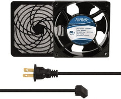 Made in USA - 115 Volts, AC, 80 CFM, Square Tube Axial Fan Kit - 0.18 Amp Rating, 120mm High x 120mm Wide x 38.5mm Deep, Includes Fan, Fan Filter, Fan Cord - Exact Tooling