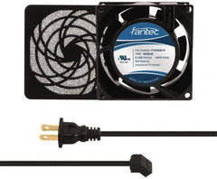Made in USA - 115 Volts, AC, 31 CFM, Square Tube Axial Fan Kit - 0.18 Amp Rating, 3.15" High x 3" Wide x 38.5mm Deep, Includes Fan, Fan Filter, Fan Cord - Exact Tooling