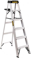 DeWALT - 5 Steps, 6' High, Type IA Rating, Aluminum Step Ladder - 300 Lb Capacity, 21-5/8" Base Width - Exact Tooling