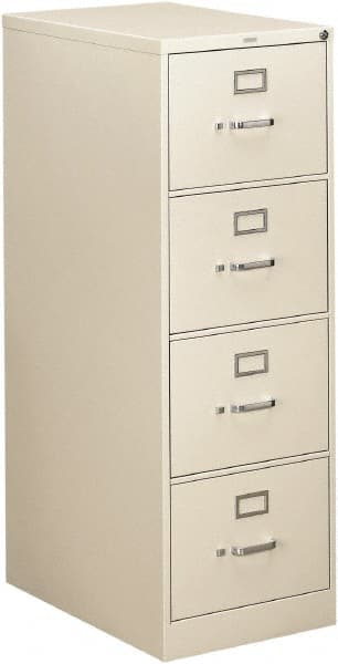 Hon - 18-1/4" Wide x 52" High x 26-1/2" Deep, 4 Drawer Vertical File - Steel, Light Gray - Exact Tooling